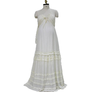 MQTIME  - Maternity Photoshoot Dress Bohemian Maternity Dress for Summer Photoshoots - Linen V-Neck Casual Style